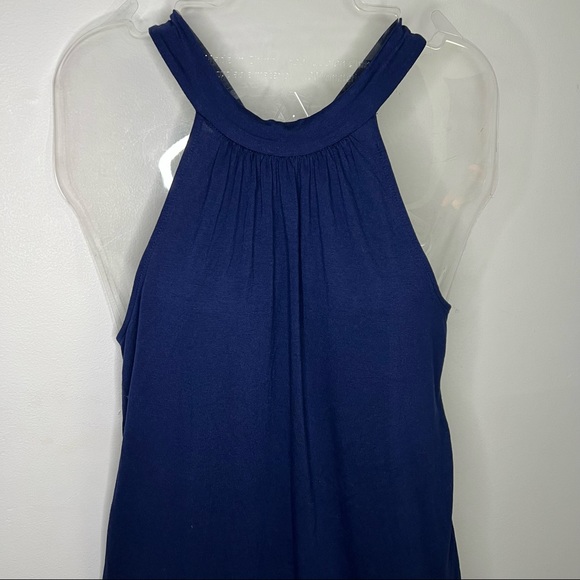 NEW The Loft Dark Blue Mock Neck Halter Sleeveless Tank Top Size XS - Picture 5 of 7